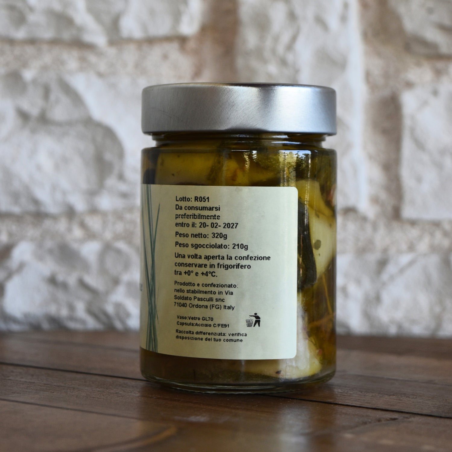 359 gr Zucchini rolls in oil with extra virgin olive oil