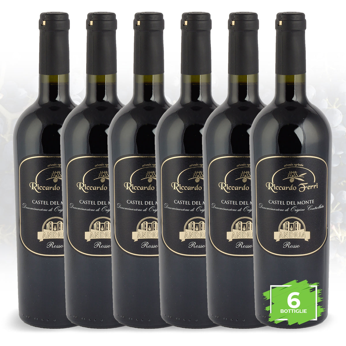 6 x 750ml bottles of red wine DOC Castel del Monte