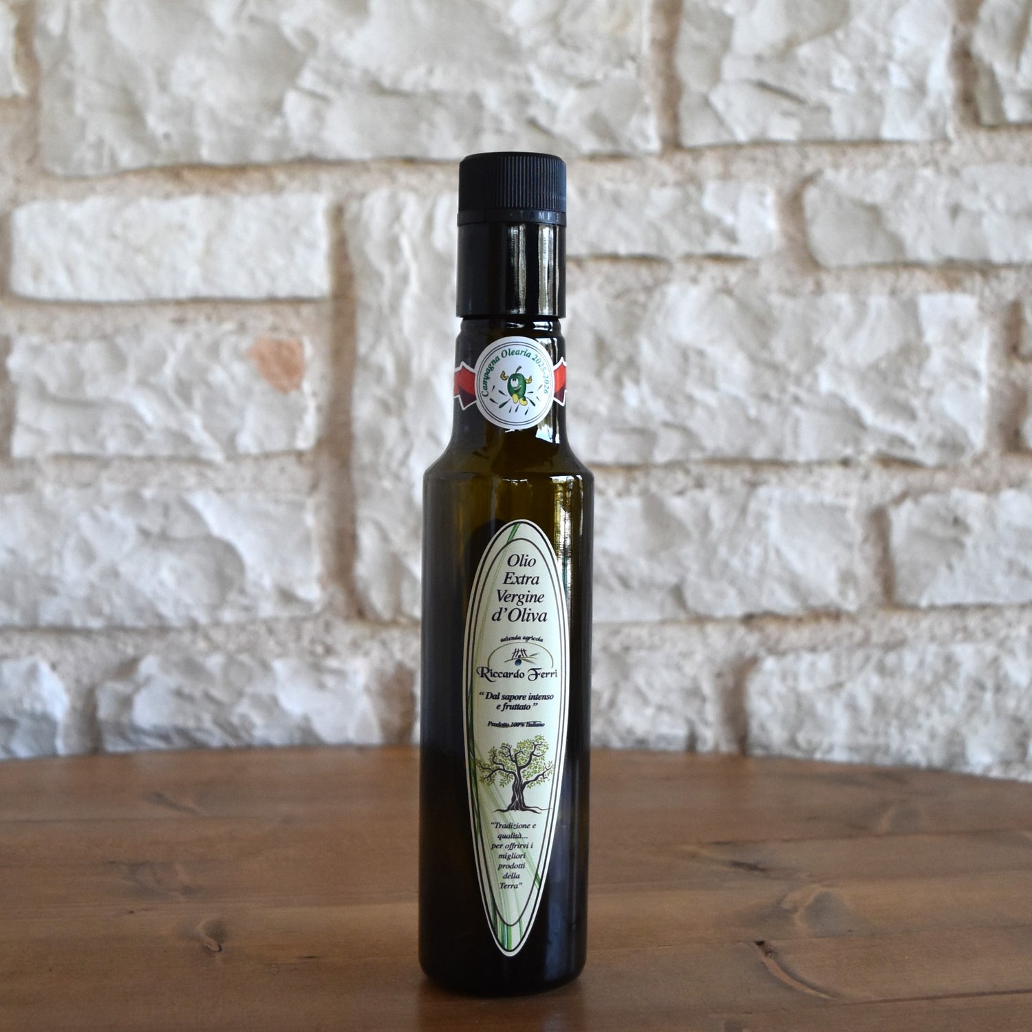Bouteille de 250 ml avec bouchon anti-remplissage d'huile d'olive extra vierge 100 % italienne