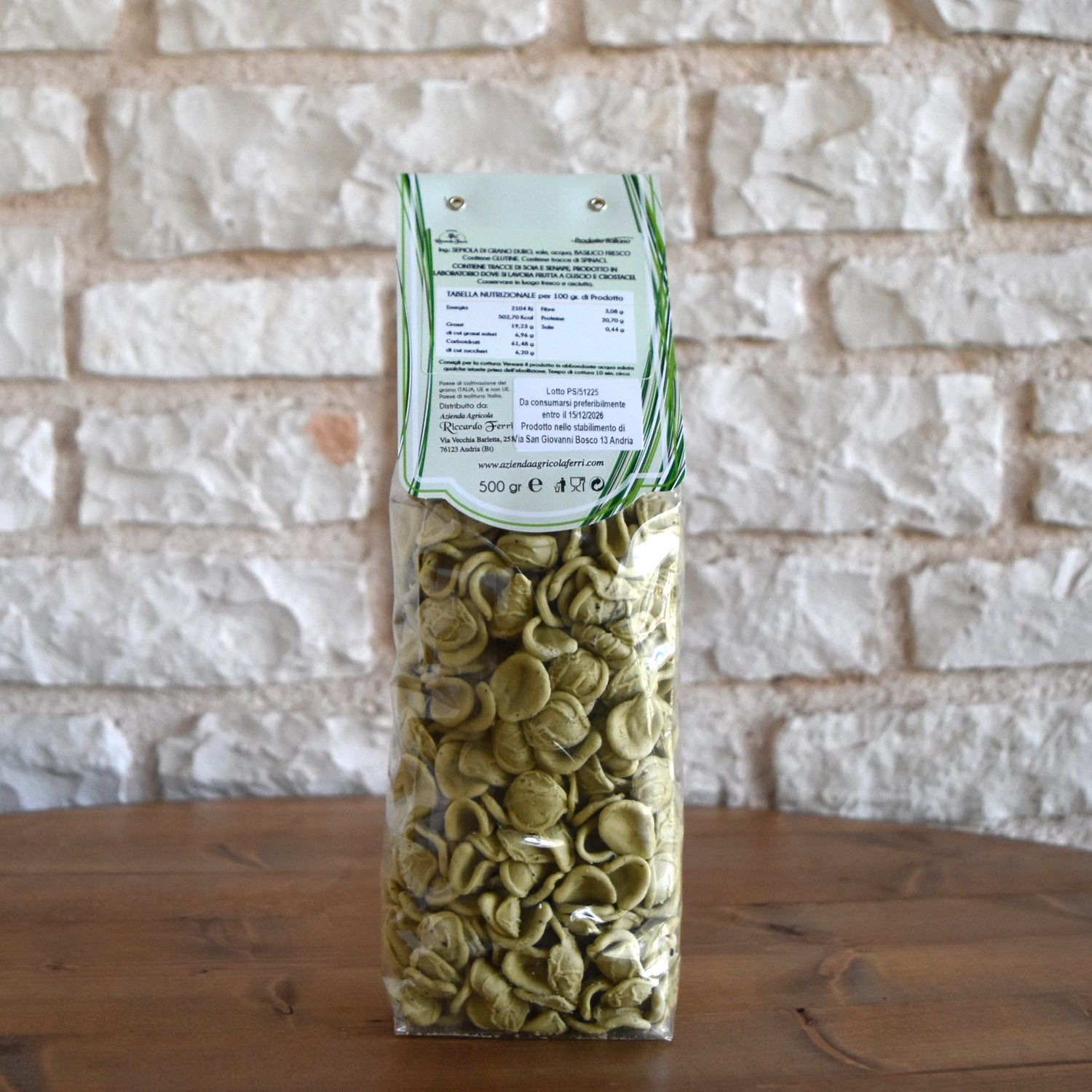 Orecchiette tradizionali al basilico 500gr