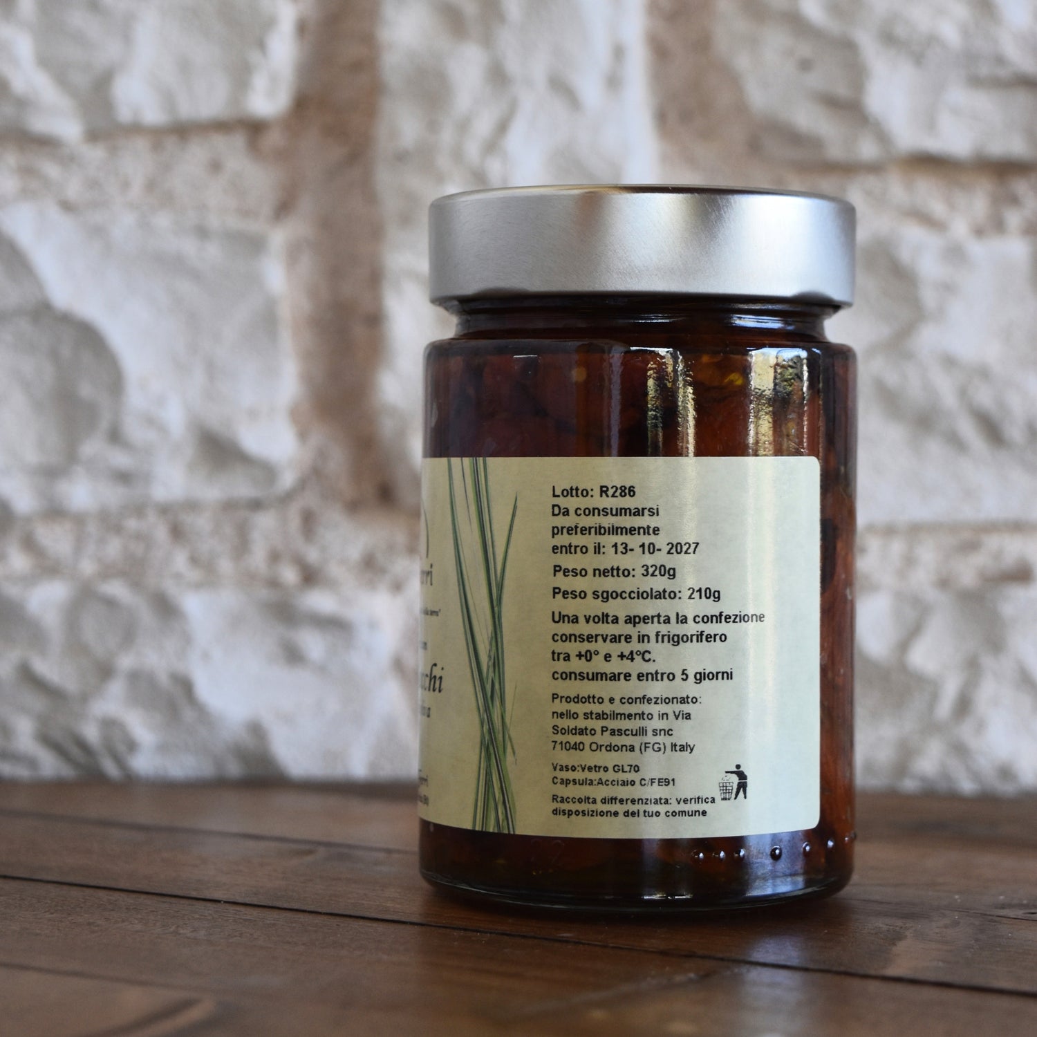 359 gr Pomodori secchi sott’olio con olio extra vergine d’oliva