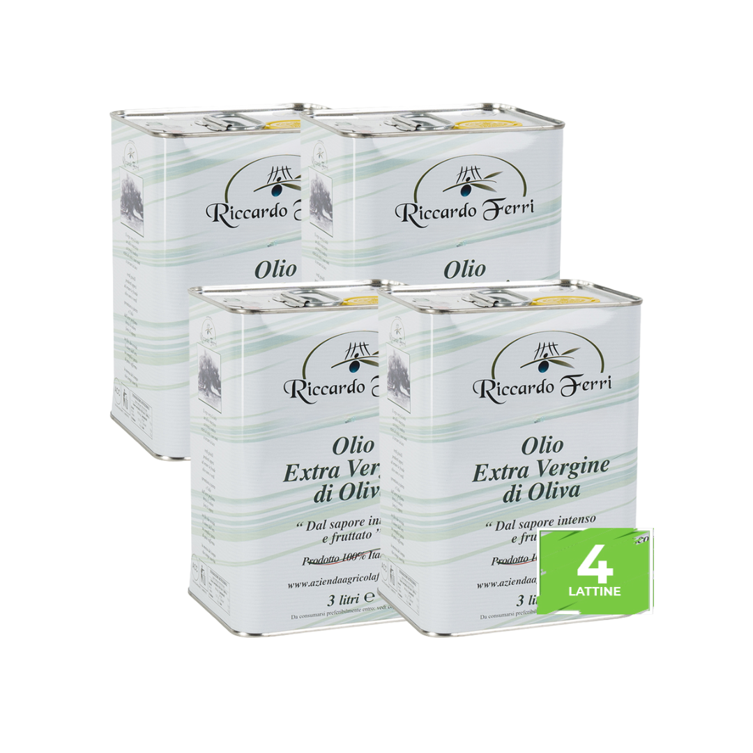 4 x 3 Lt Cans of 100% Italian Extra Virgin Olive Oil