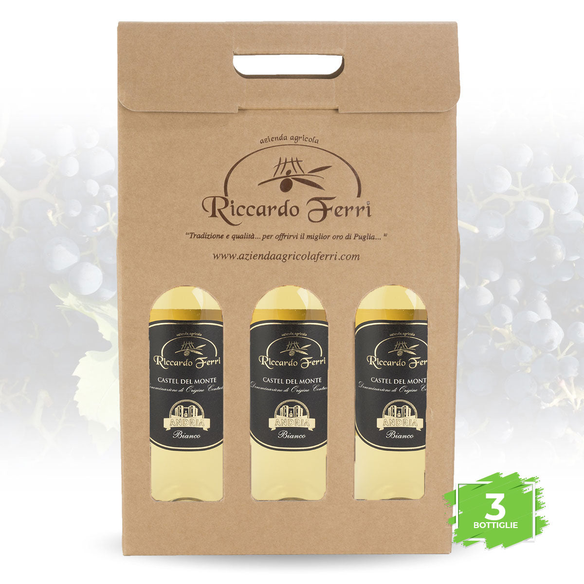 Case with 3 bottles of 750 ml of white wine DOC Castel del Monte