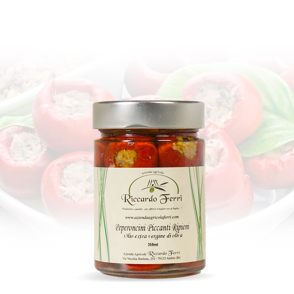 359 gr Stuffed hot peppers in oil with extra virgin olive oil